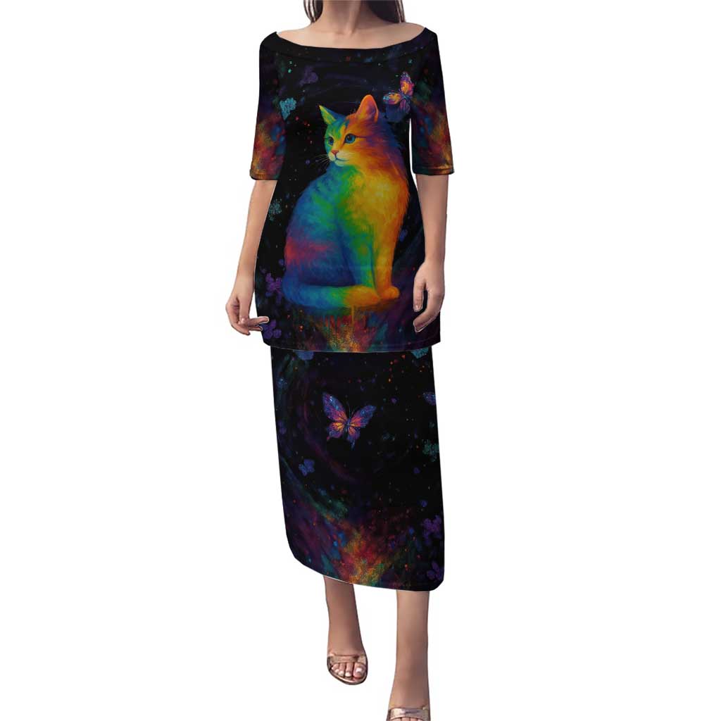 Cat Colorful Christmas Puletasi Xmas Holiday Patterns - Wonder Print Shop