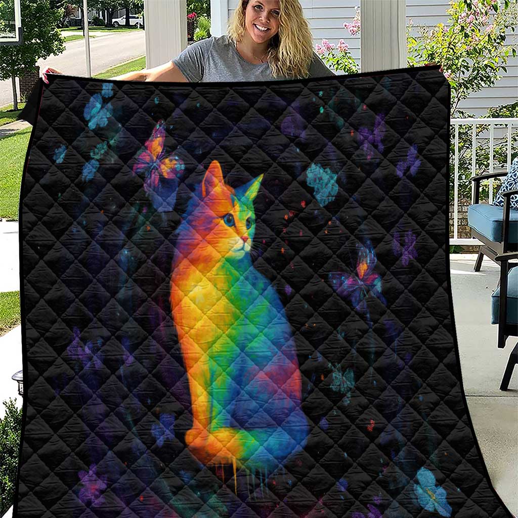 Cat Colorful Christmas Quilt Xmas Holiday Patterns - Wonder Print Shop