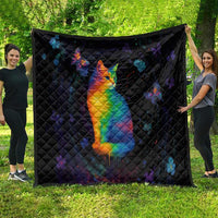 Cat Colorful Christmas Quilt Xmas Holiday Patterns - Wonder Print Shop