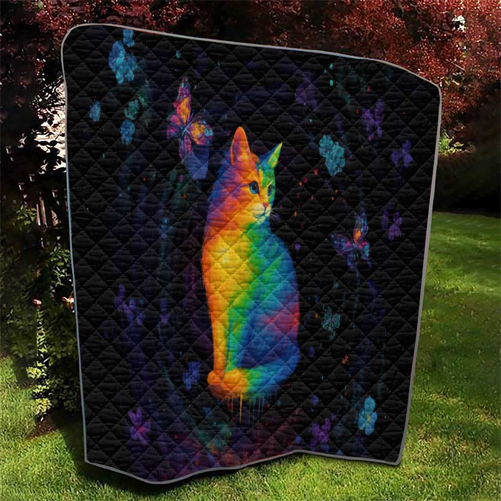 Cat Colorful Christmas Quilt Xmas Holiday Patterns - Wonder Print Shop