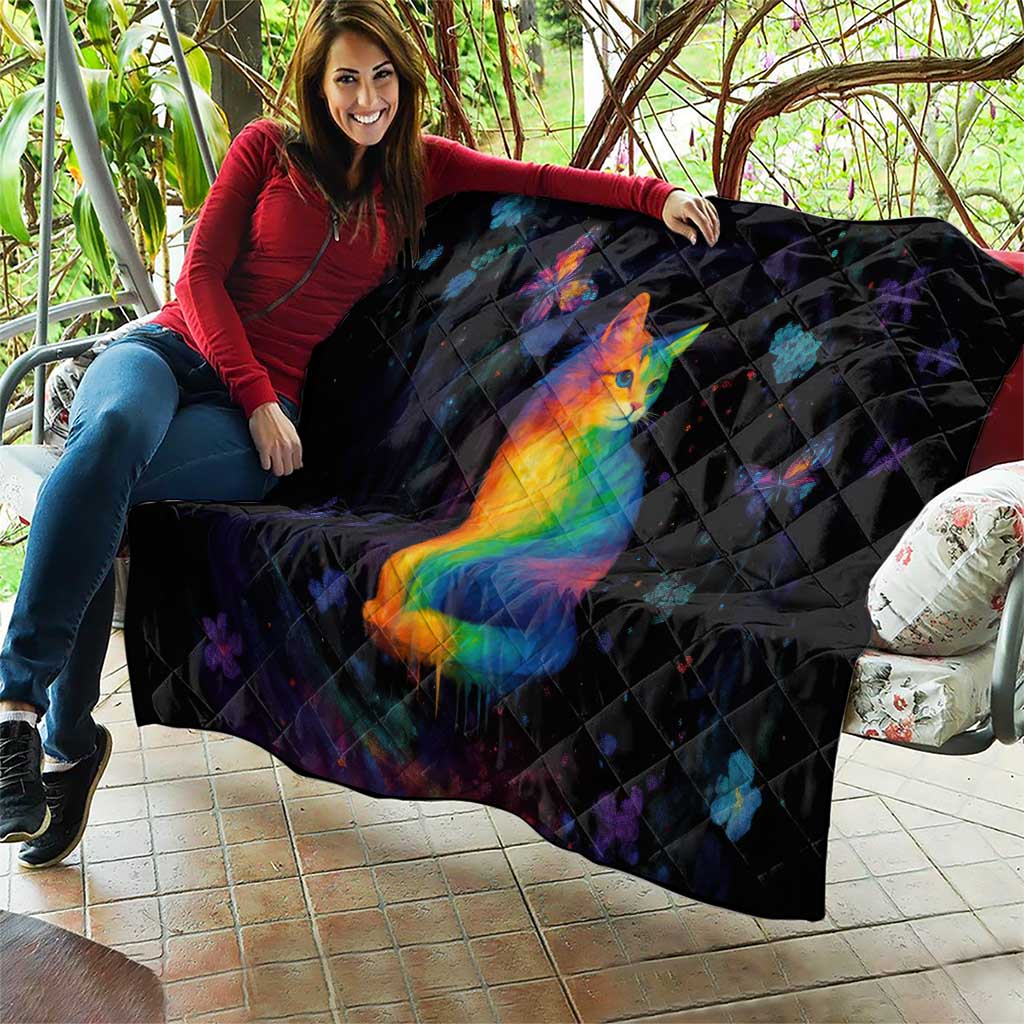 Cat Colorful Christmas Quilt Xmas Holiday Patterns - Wonder Print Shop