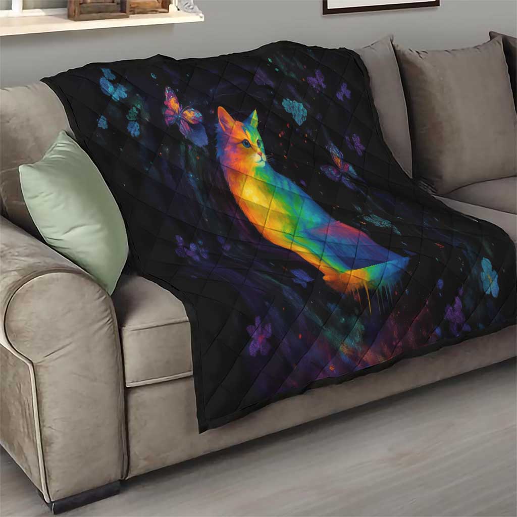 Cat Colorful Christmas Quilt Xmas Holiday Patterns - Wonder Print Shop