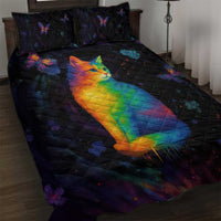 Cat Colorful Christmas Quilt Bed Set Xmas Holiday Patterns - Wonder Print Shop