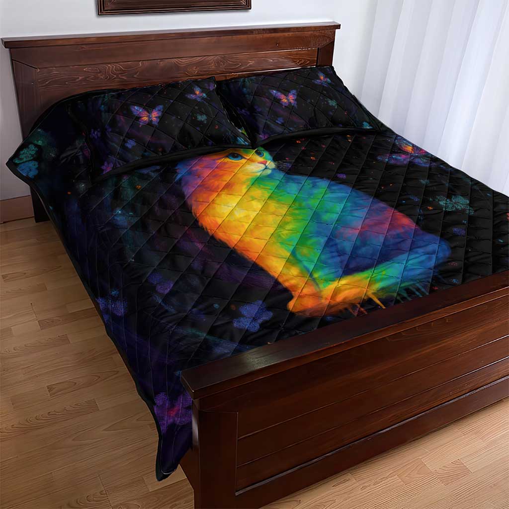 Cat Colorful Christmas Quilt Bed Set Xmas Holiday Patterns - Wonder Print Shop