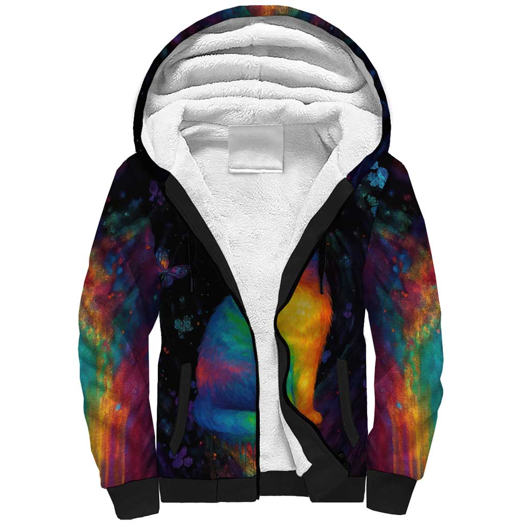 Cat Colorful Christmas Sherpa Hoodie Xmas Holiday Patterns - Wonder Print Shop