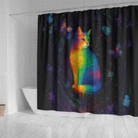 Cat Colorful Christmas Shower Curtain Xmas Holiday Patterns - Wonder Print Shop
