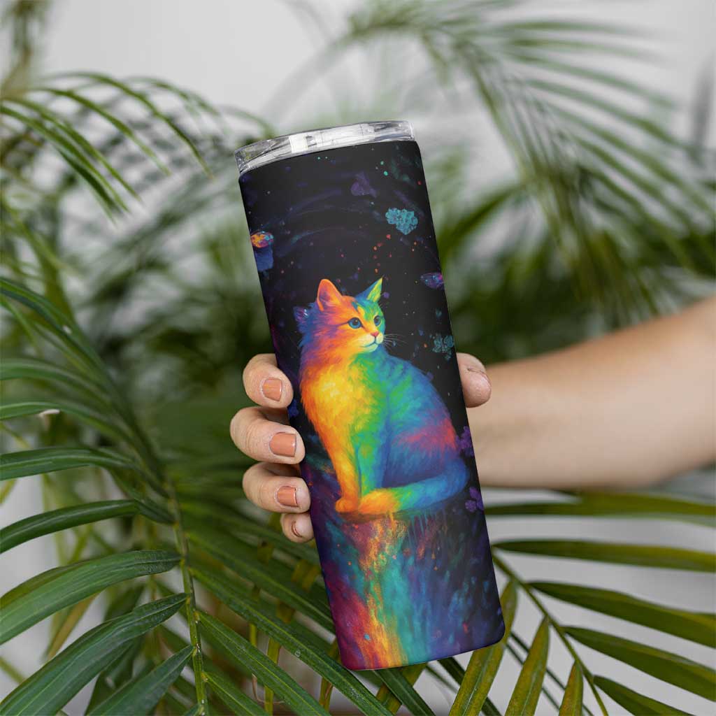 Cat Colorful Christmas Skinny Tumbler Xmas Holiday Patterns - Wonder Print Shop