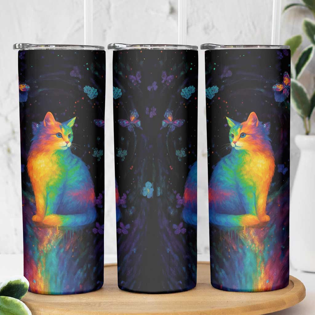 Cat Colorful Christmas Skinny Tumbler Xmas Holiday Patterns - Wonder Print Shop