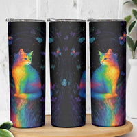 Cat Colorful Christmas Skinny Tumbler Xmas Holiday Patterns - Wonder Print Shop