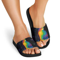 Cat Colorful Christmas Slide Sandals Xmas Holiday Patterns - Wonder Print Shop