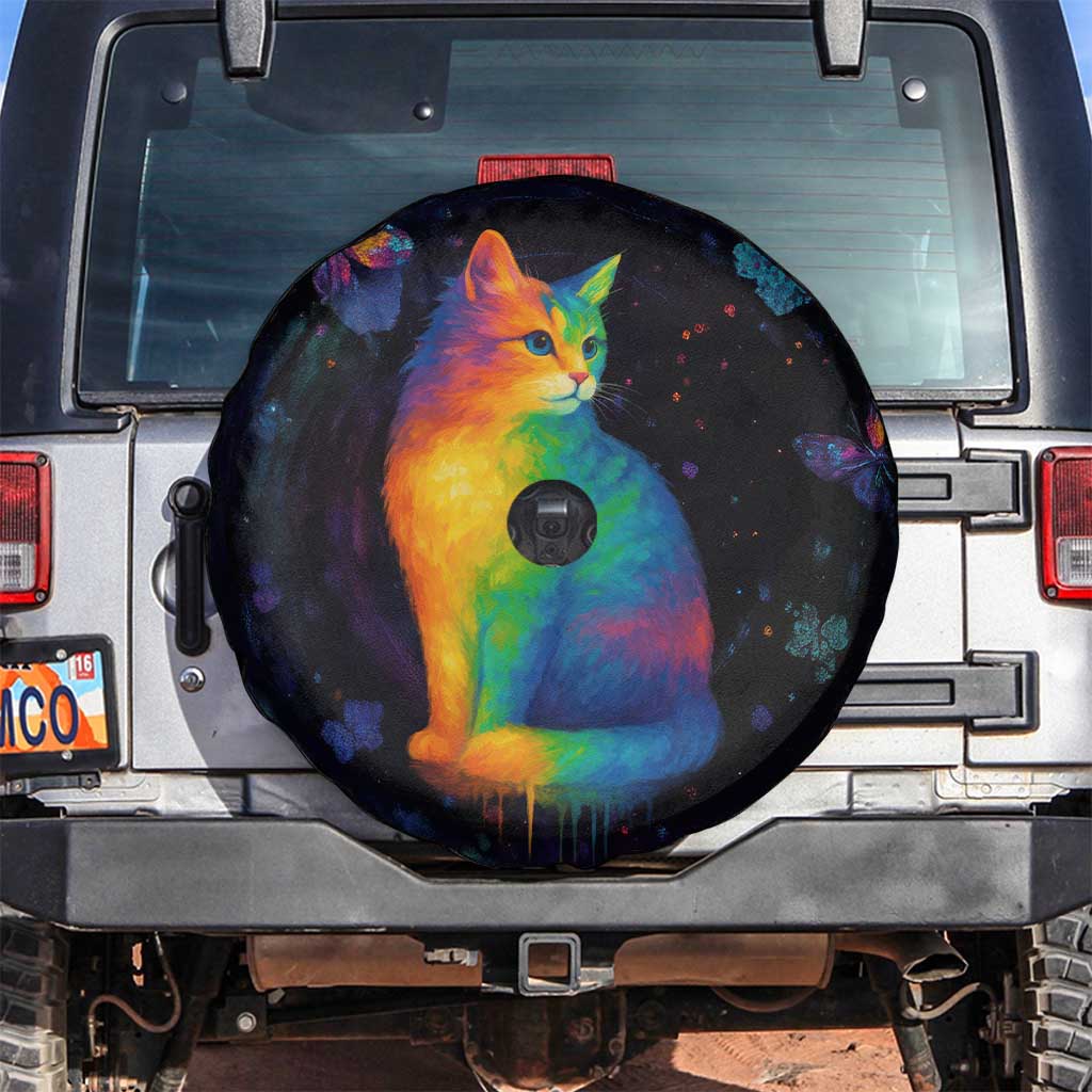 Cat Colorful Christmas Spare Tire Cover Xmas Holiday Patterns - Wonder Print Shop