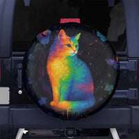 Cat Colorful Christmas Spare Tire Cover Xmas Holiday Patterns - Wonder Print Shop