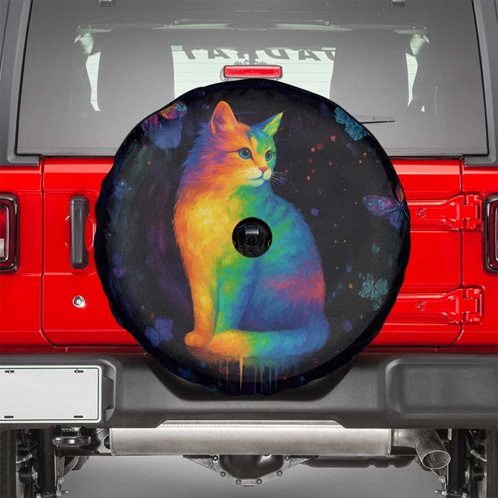 Cat Colorful Christmas Spare Tire Cover Xmas Holiday Patterns - Wonder Print Shop