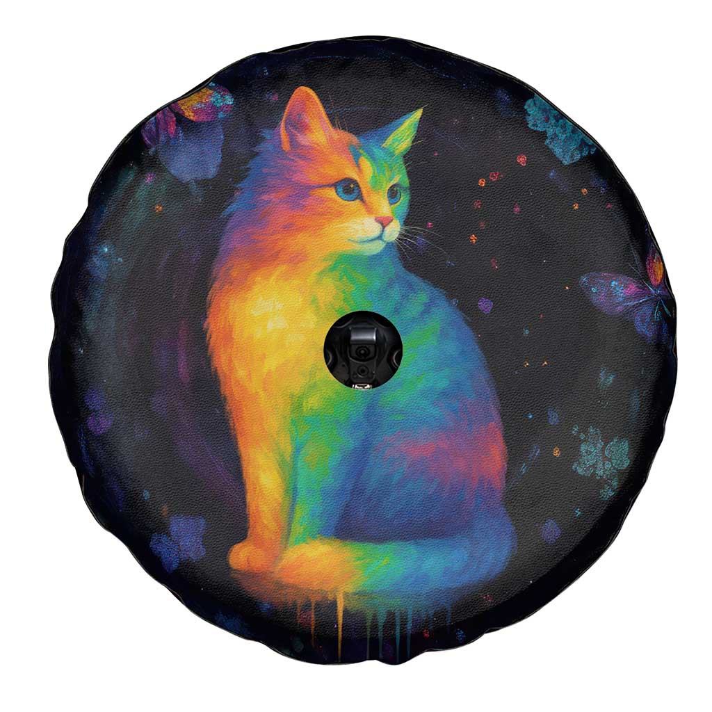 Cat Colorful Christmas Spare Tire Cover Xmas Holiday Patterns - Wonder Print Shop