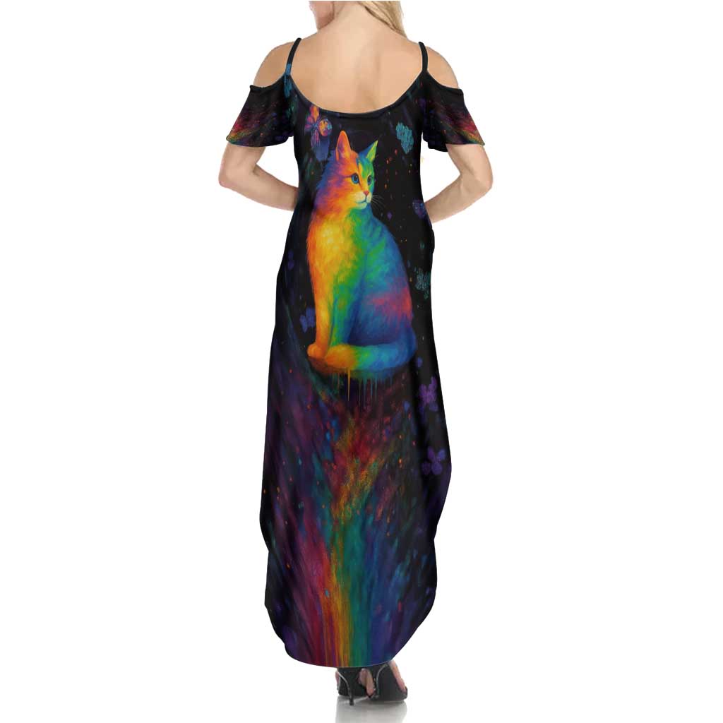 Cat Colorful Christmas Summer Maxi Dress Xmas Holiday Patterns - Wonder Print Shop