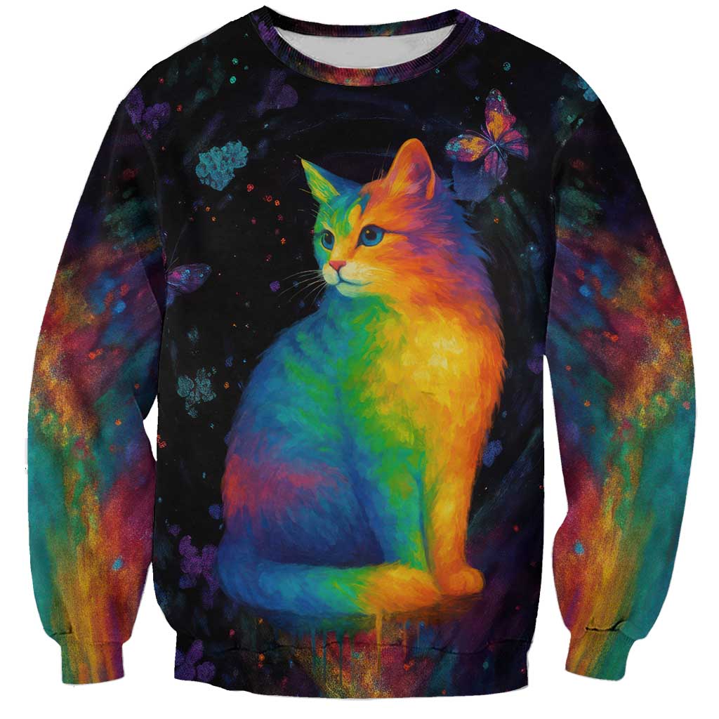 Cat Colorful Christmas Sweatshirt Xmas Holiday Patterns - Wonder Print Shop