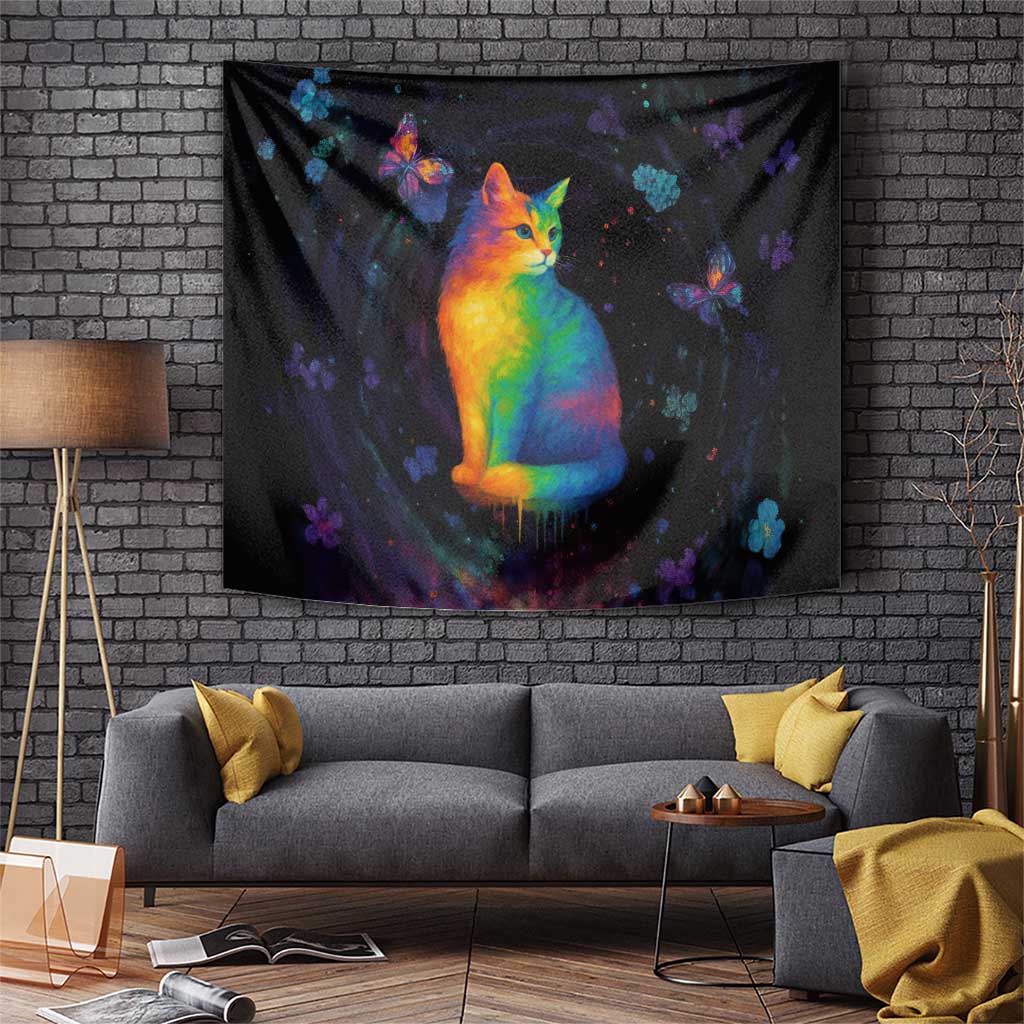 Cat Colorful Christmas Tapestry Xmas Holiday Patterns - Wonder Print Shop