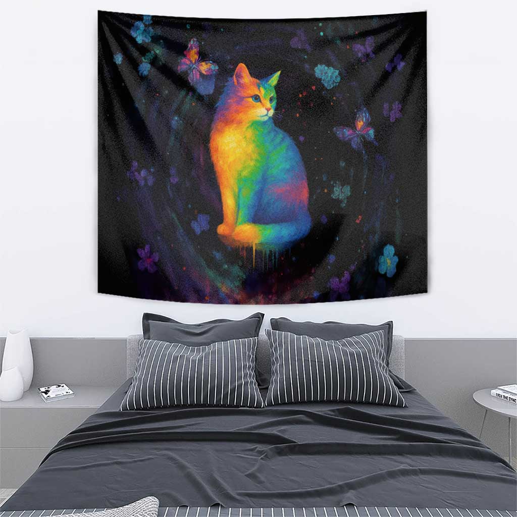 Cat Colorful Christmas Tapestry Xmas Holiday Patterns - Wonder Print Shop