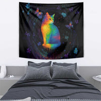 Cat Colorful Christmas Tapestry Xmas Holiday Patterns - Wonder Print Shop