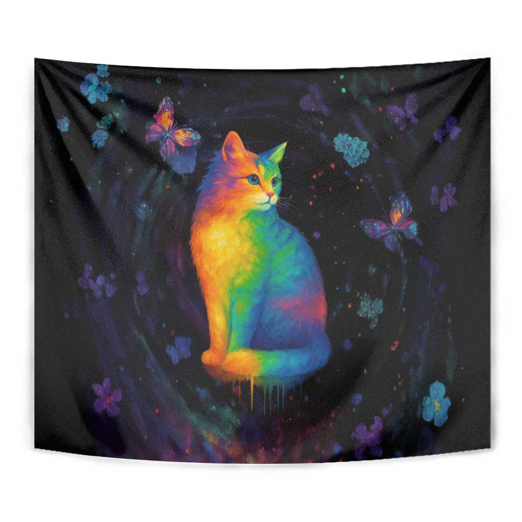 Cat Colorful Christmas Tapestry Xmas Holiday Patterns - Wonder Print Shop