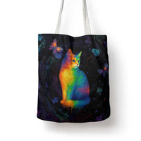 Cat Colorful Christmas Tote Bag Xmas Holiday Patterns - Wonder Print Shop