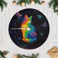 Cat Colorful Christmas Tree Skirt Xmas Holiday Patterns - Wonder Print Shop