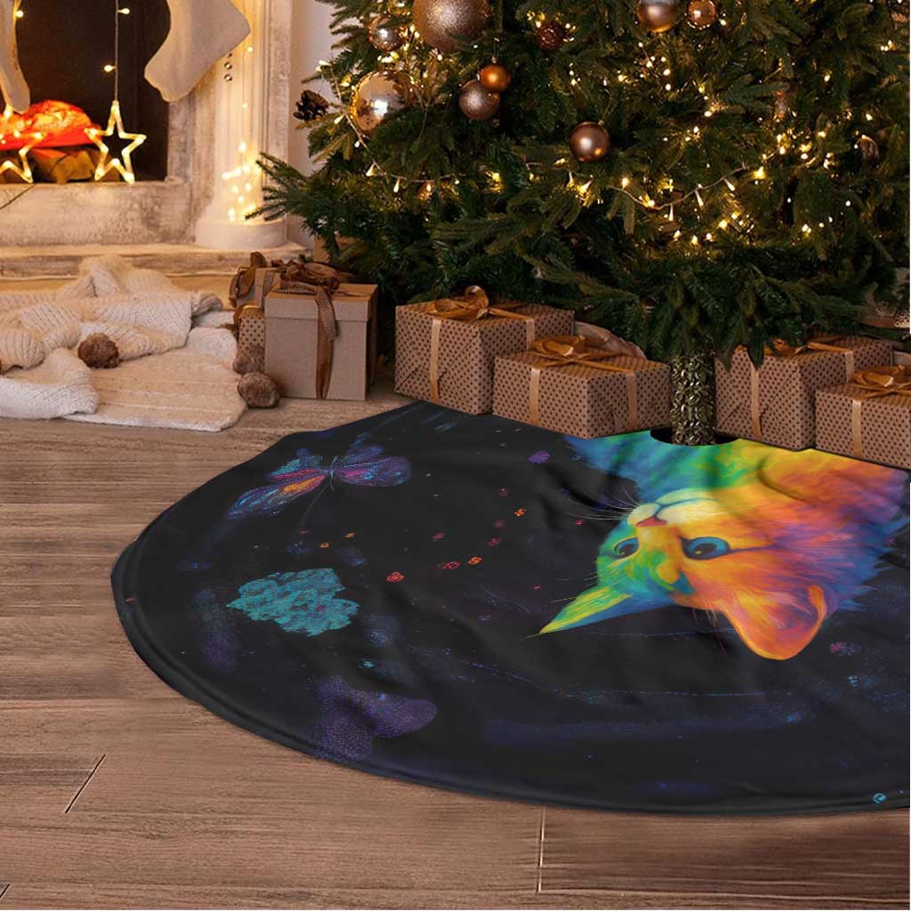 Cat Colorful Christmas Tree Skirt Xmas Holiday Patterns - Wonder Print Shop