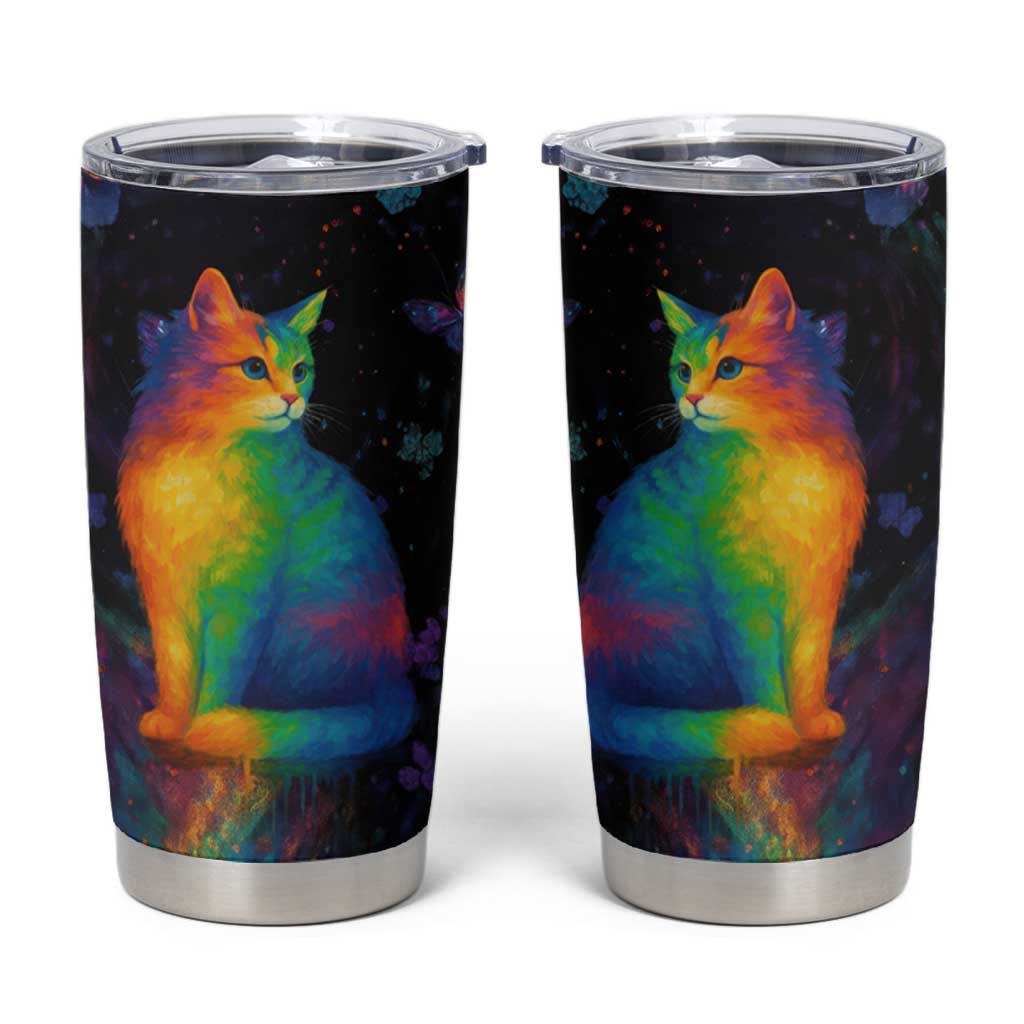 Cat Colorful Christmas Tumbler Cup Xmas Holiday Patterns - Wonder Print Shop