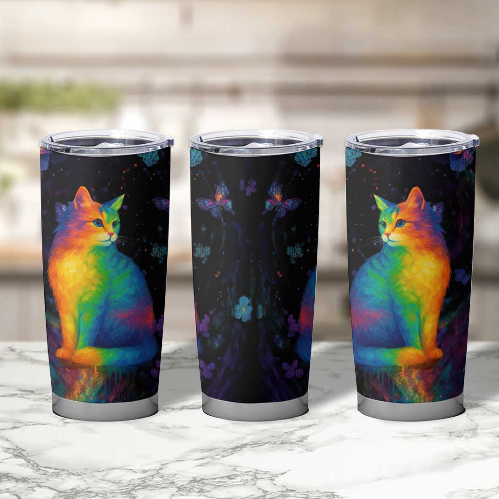 Cat Colorful Christmas Tumbler Cup Xmas Holiday Patterns - Wonder Print Shop