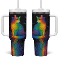 Cat Colorful Christmas Tumbler With Handle Xmas Holiday Patterns - Wonder Print Shop