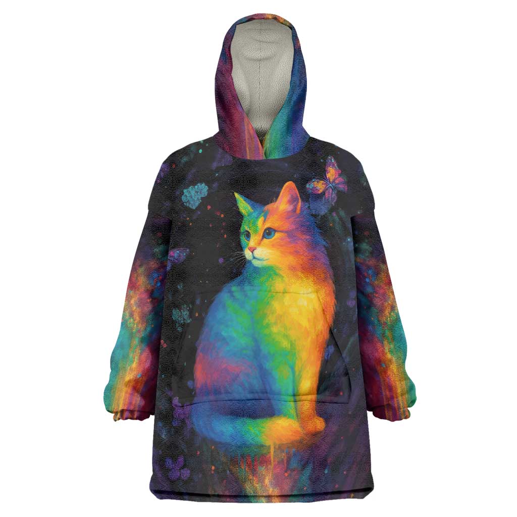 Cat Colorful Christmas Wearable Blanket Hoodie Xmas Holiday Patterns - Wonder Print Shop