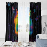 Cat Colorful Christmas Window Curtain Xmas Holiday Patterns - Wonder Print Shop