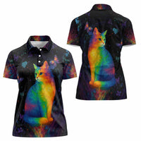 Cat Colorful Christmas Women Polo Shirt Xmas Holiday Patterns - Wonder Print Shop