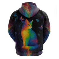 Cat Colorful Christmas Zip Hoodie Xmas Holiday Patterns - Wonder Print Shop