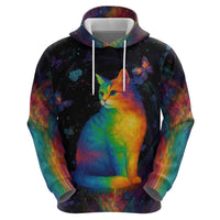 Cat Colorful Christmas Zip Hoodie Xmas Holiday Patterns - Wonder Print Shop