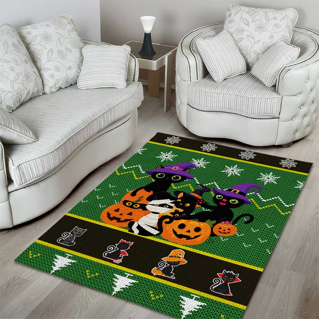 Cat Cute Witcher Noel Christmas Area Rug Xmas Holiday Patterns - Wonder Print Shop