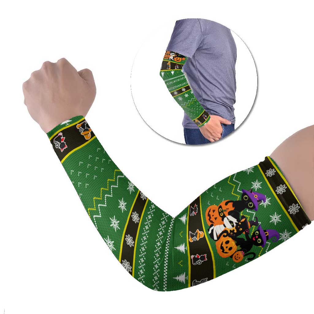 Cat Cute Witcher Noel Christmas Arm Sleeves Xmas Holiday Patterns - Wonder Print Shop