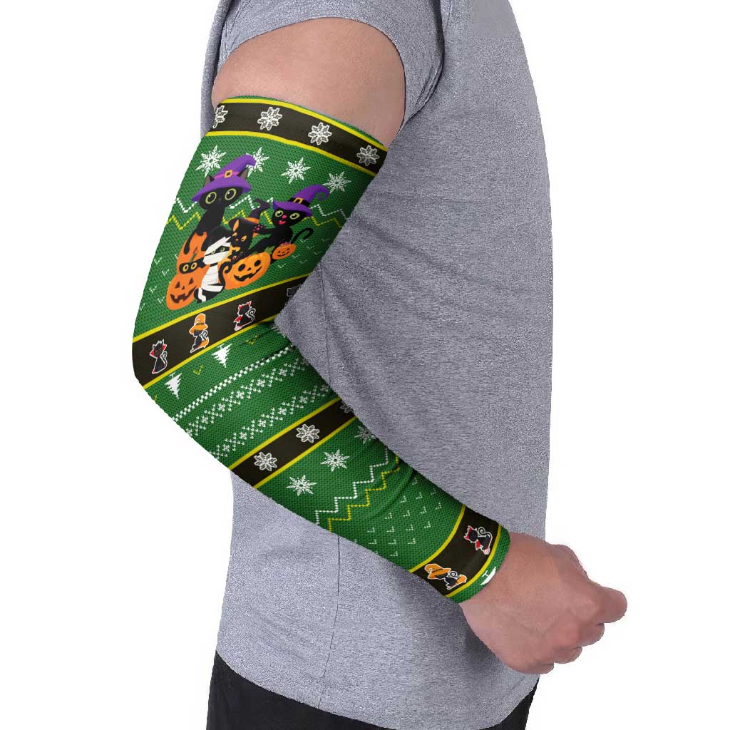 Cat Cute Witcher Noel Christmas Arm Sleeves Xmas Holiday Patterns - Wonder Print Shop