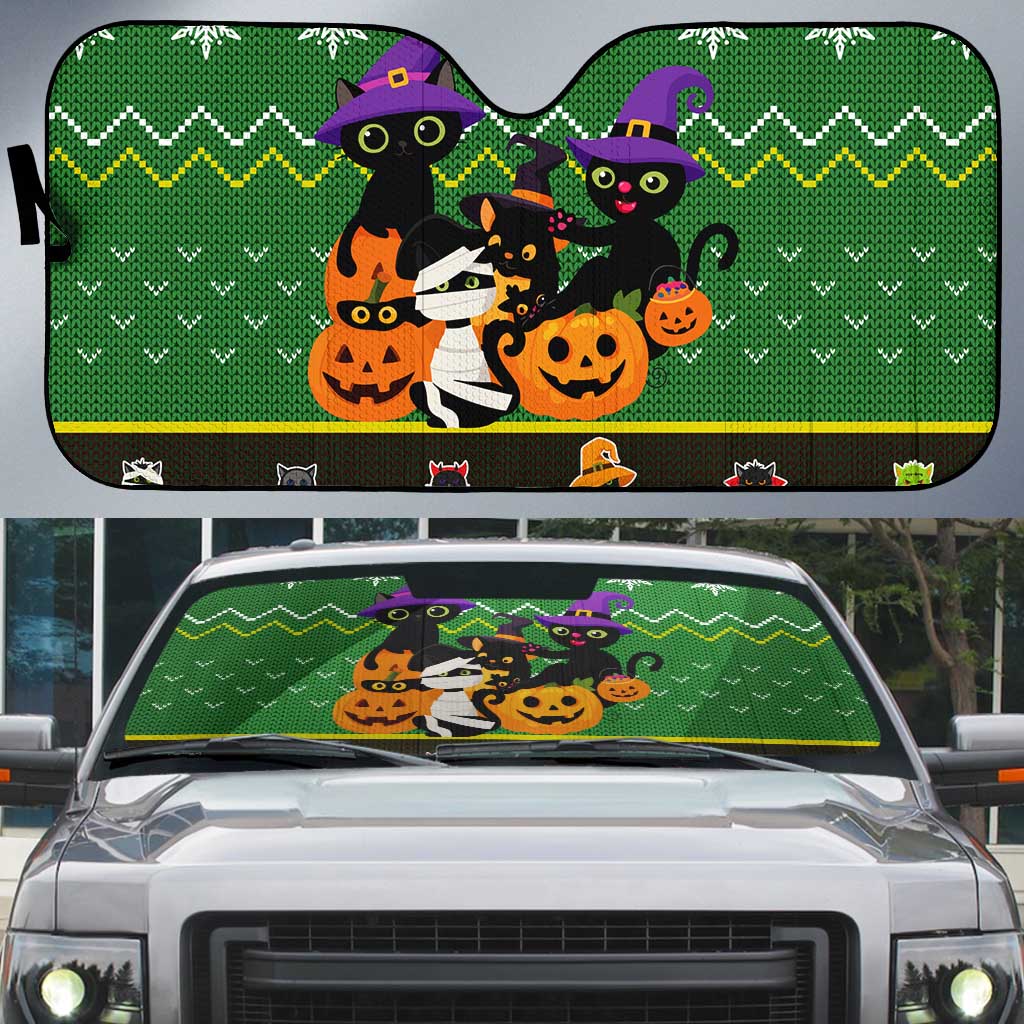 Cat Cute Witcher Noel Christmas Auto Sun Shade Xmas Holiday Patterns - Wonder Print Shop