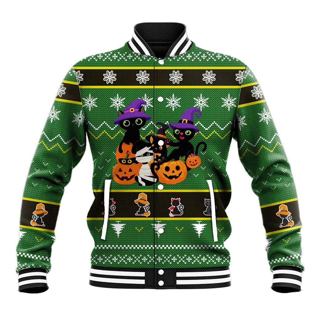 Cat Cute Witcher Noel Christmas Baseball Jacket Xmas Holiday Patterns - Wonder Print Shop
