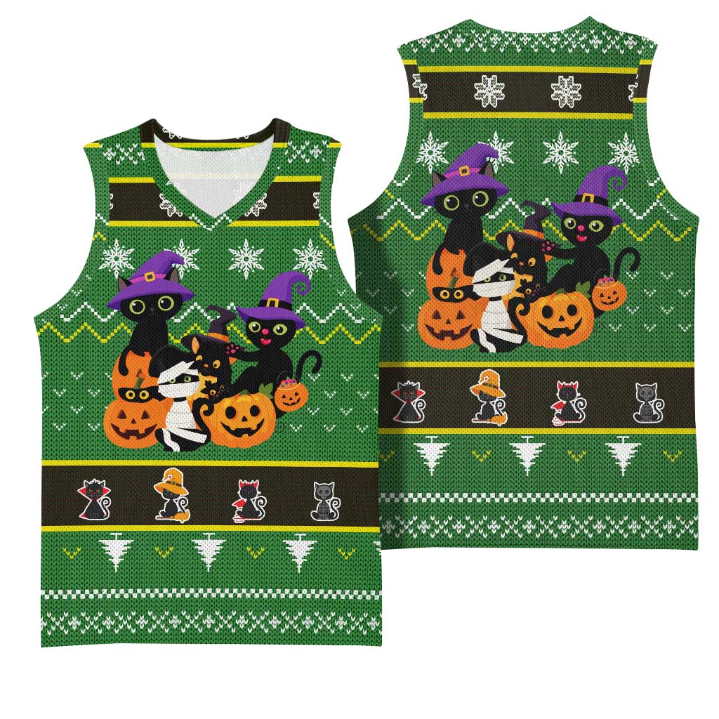 Cat Cute Witcher Noel Christmas Basketball Jersey Xmas Holiday Patterns - Wonder Print Shop
