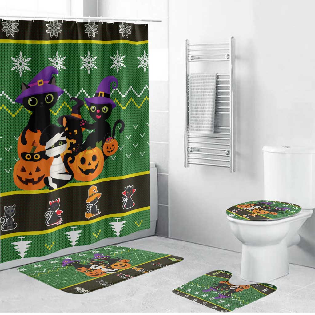 Cat Cute Witcher Noel Christmas Bathroom Set Xmas Holiday Patterns - Wonder Print Shop