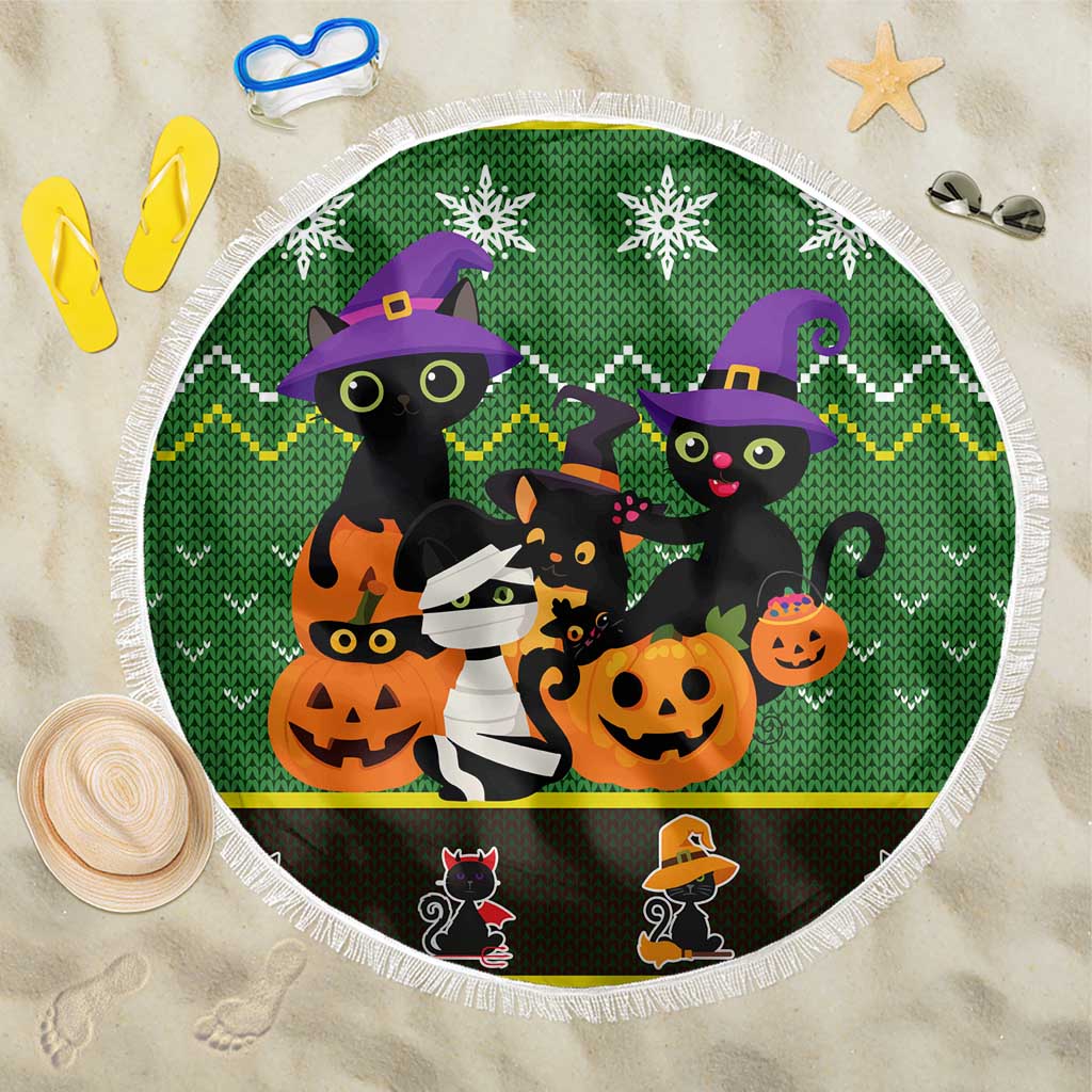 Cat Cute Witcher Noel Christmas Beach Blanket Xmas Holiday Patterns - Wonder Print Shop