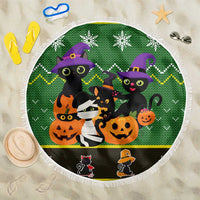 Cat Cute Witcher Noel Christmas Beach Blanket Xmas Holiday Patterns - Wonder Print Shop