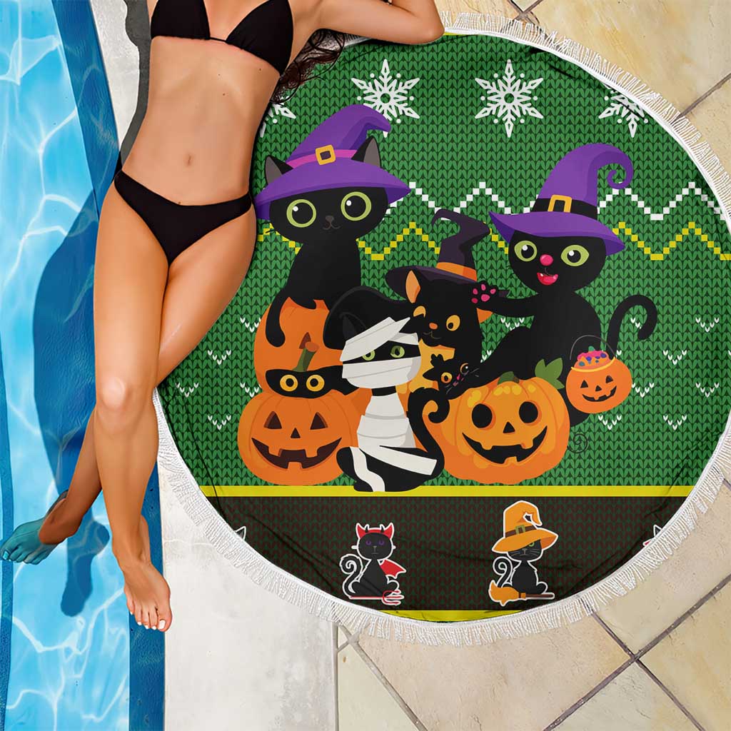 Cat Cute Witcher Noel Christmas Beach Blanket Xmas Holiday Patterns - Wonder Print Shop