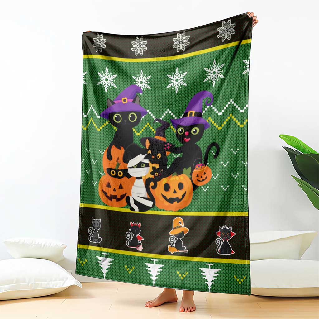 Cat Cute Witcher Noel Christmas Blanket Xmas Holiday Patterns - Wonder Print Shop
