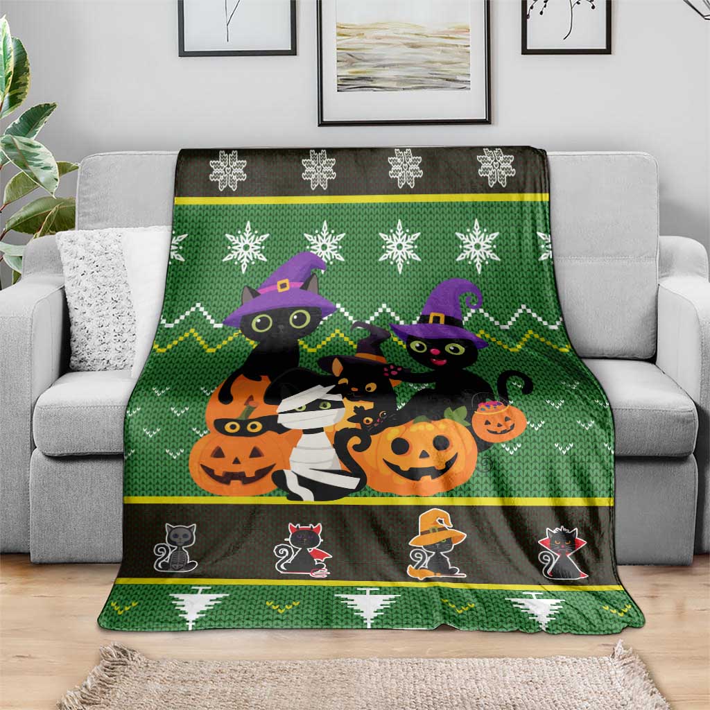 Cat Cute Witcher Noel Christmas Blanket Xmas Holiday Patterns - Wonder Print Shop