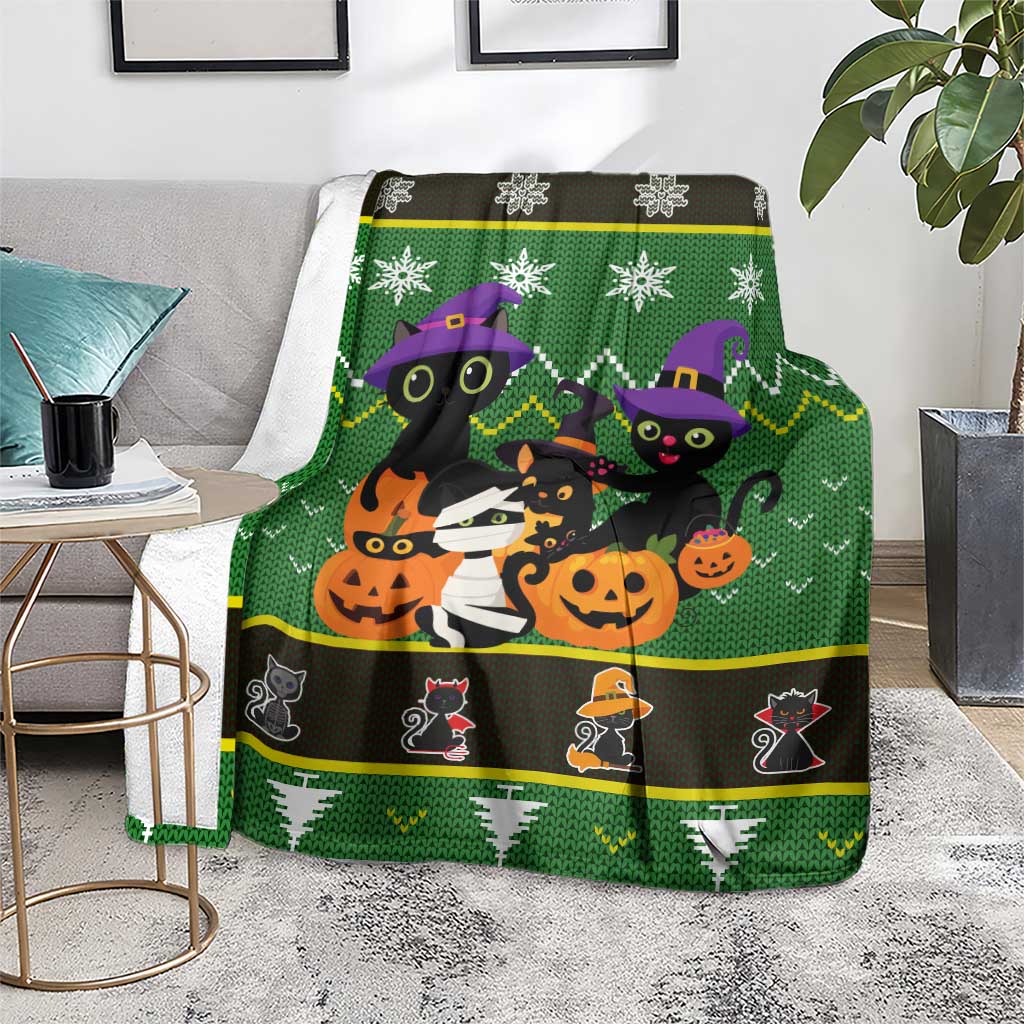 Cat Cute Witcher Noel Christmas Blanket Xmas Holiday Patterns - Wonder Print Shop