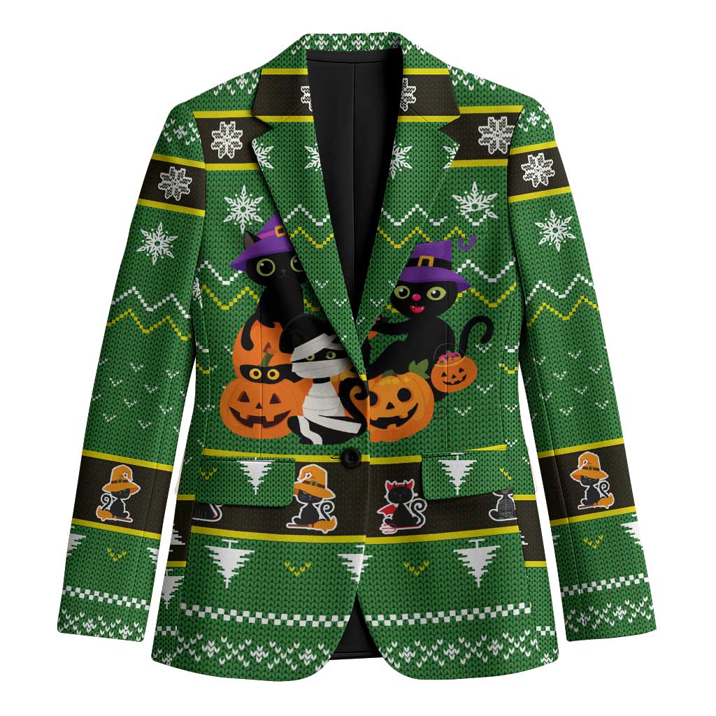 Cat Cute Witcher Noel Christmas Blazer Xmas Holiday Patterns - Wonder Print Shop