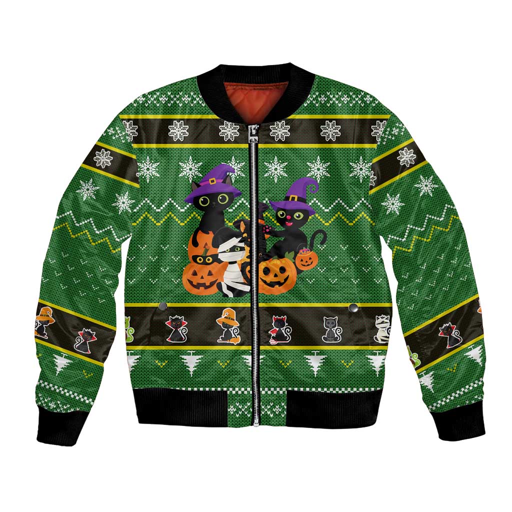 Cat Cute Witcher Noel Christmas Bomber Jacket Xmas Holiday Patterns - Wonder Print Shop
